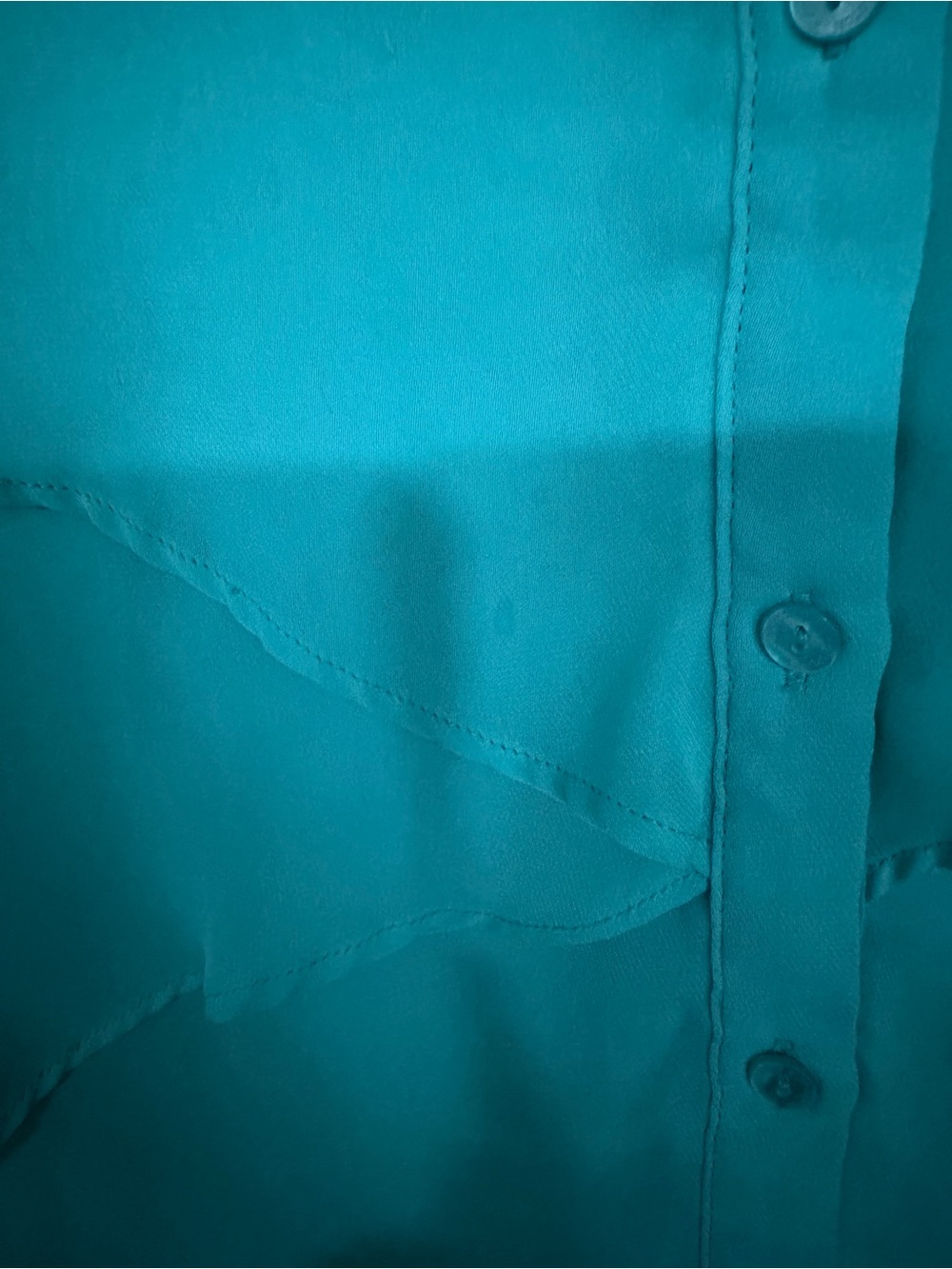 Women’s Turquoise Ruffle Button-Front Blouse - Picture 3 of 3
